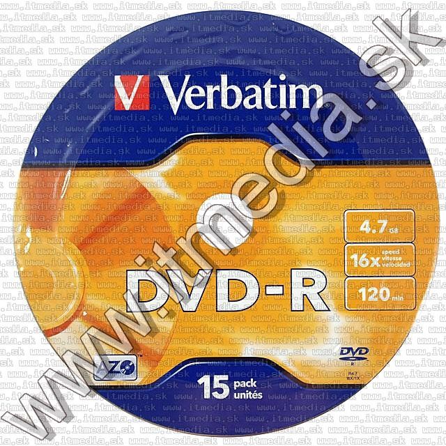Image of Verbatim DVD-R 16x **15cw** **Taiwan** (43785) (IT8441)
